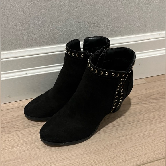 Expression Black Faux Suede Rivet Boots - Picture 2 of 6
